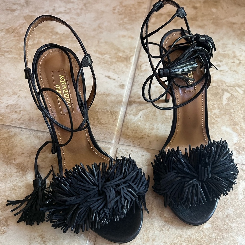 AQUAZZURA Wild Thing Black Nappa 6.5 NIB